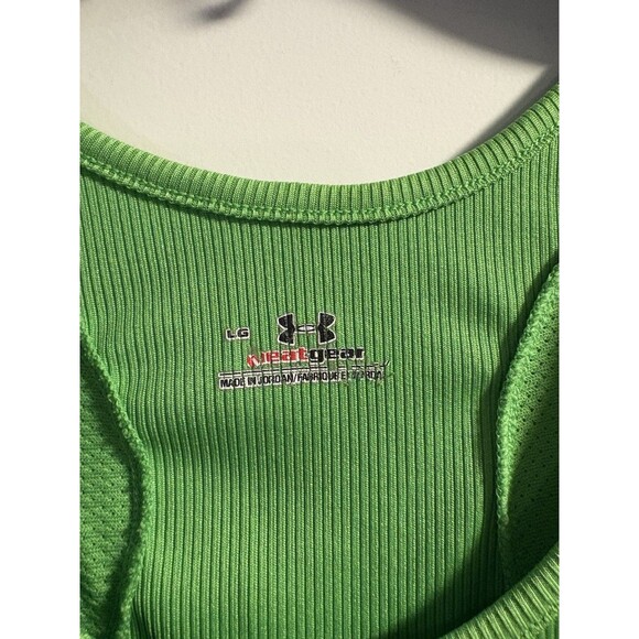 Under Armour Tank Tops Neon Pink Green Large Ribbed Activewear Gym Workout Run - Picture 2 of 6